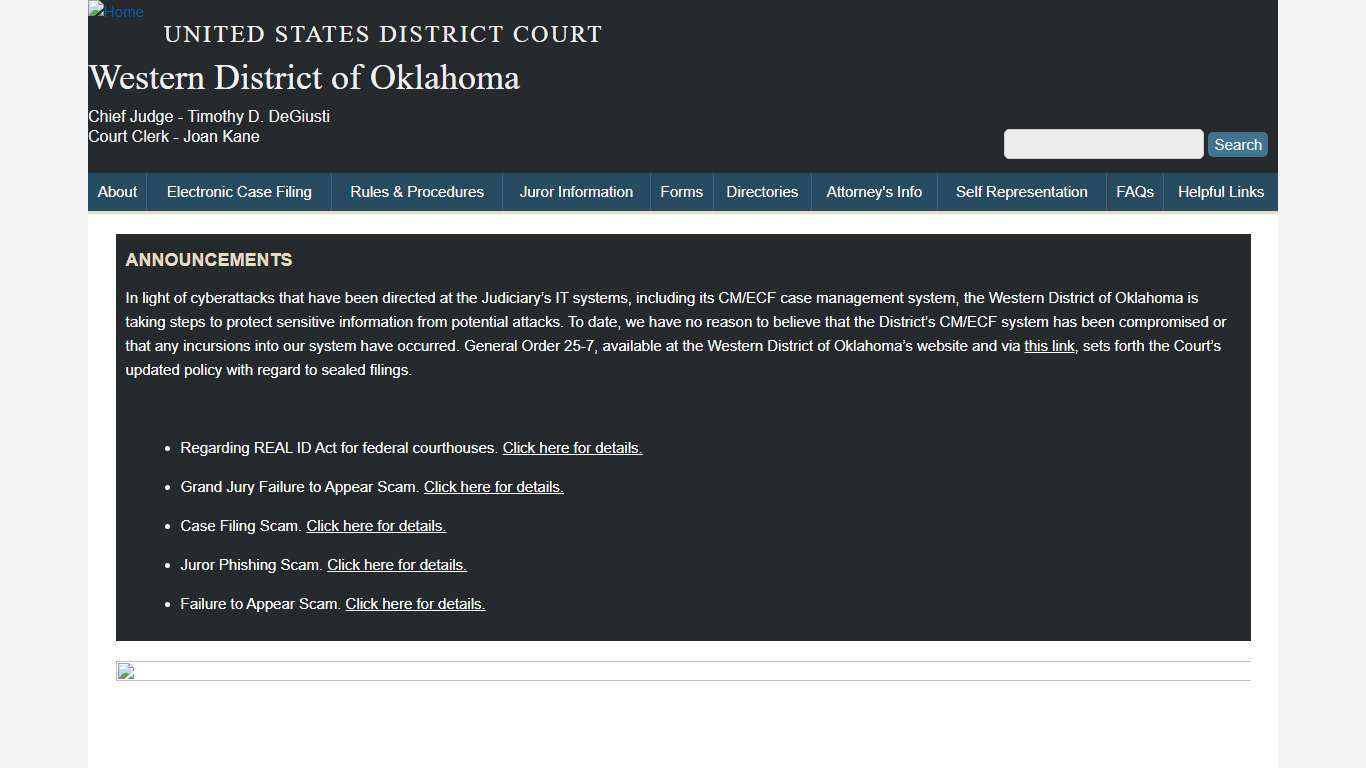 Welcome to Western District of Oklahoma Western District of Oklahoma