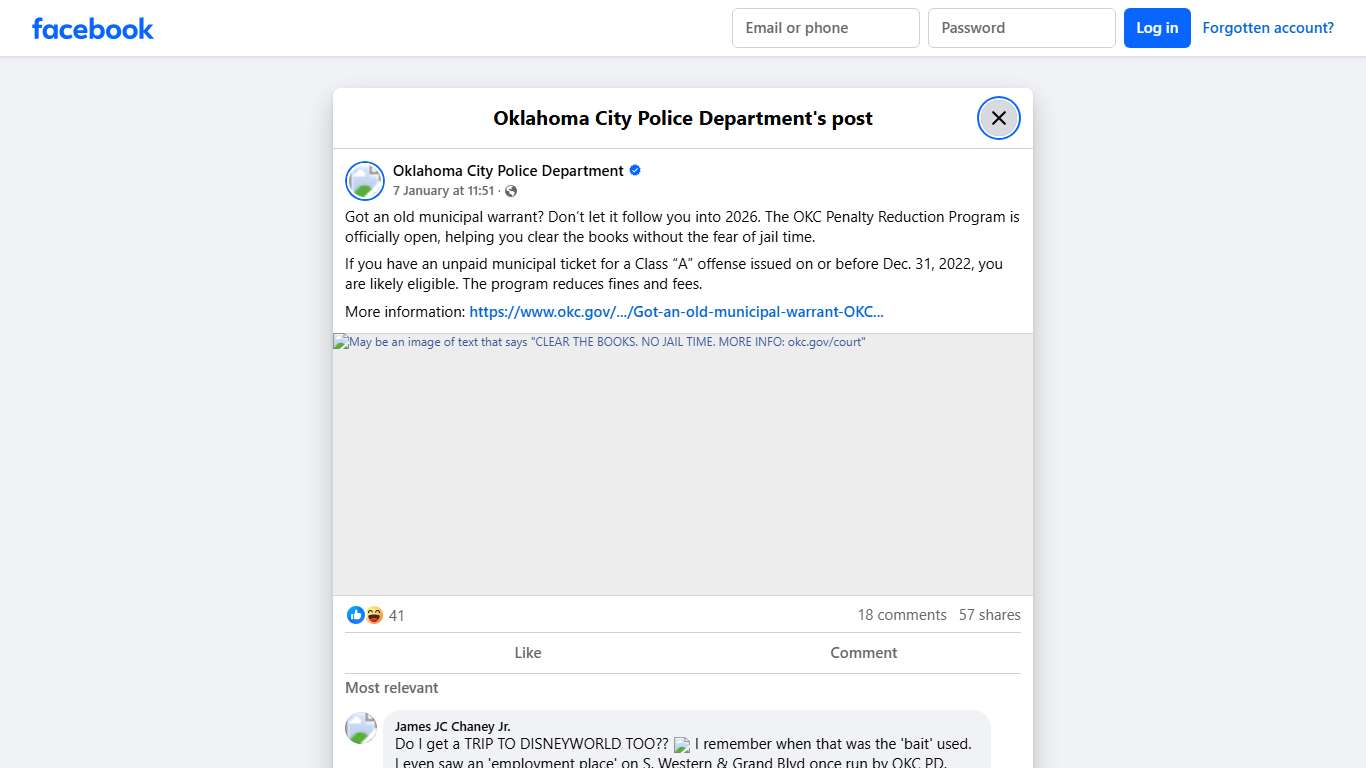 Got an old municipal... - Oklahoma City Police Department Facebook