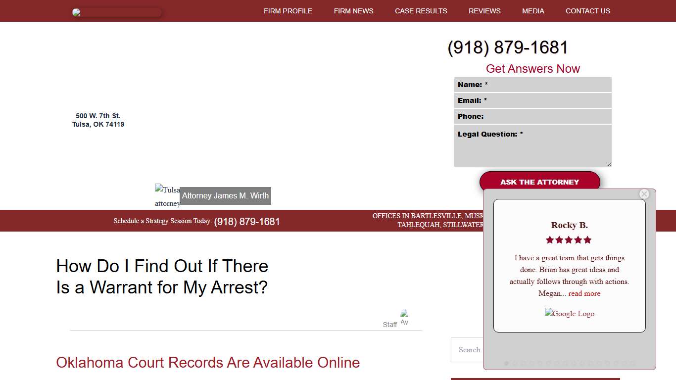 How Do I Find Out If There Is a Warrant for My Arrest? - Wirth Law Office - Tulsa
